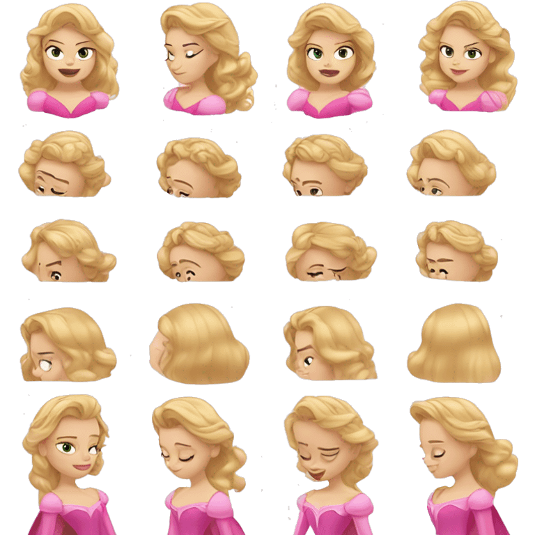 Princess Aurora Sleeping Beauty Blonde curls and Pink ballgown emoji