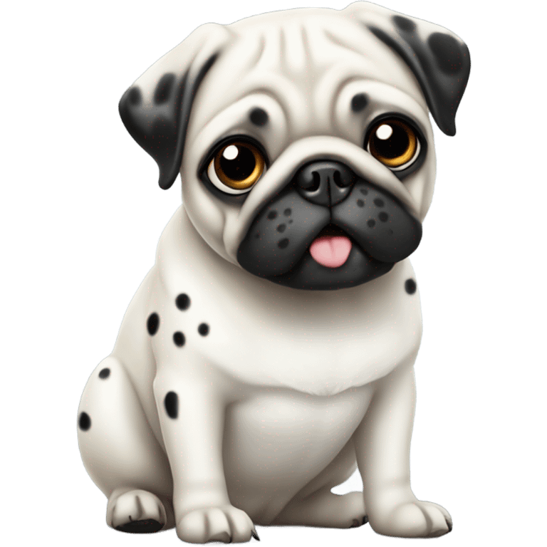 White pug with black spots sitting emoji