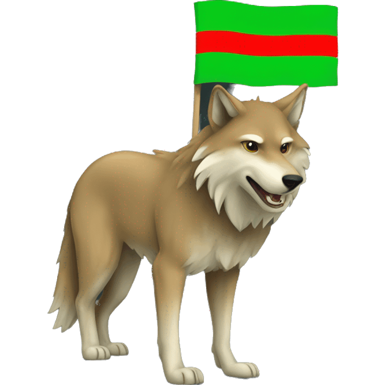 chechen wolf with chechen flag on the blackboard  emoji