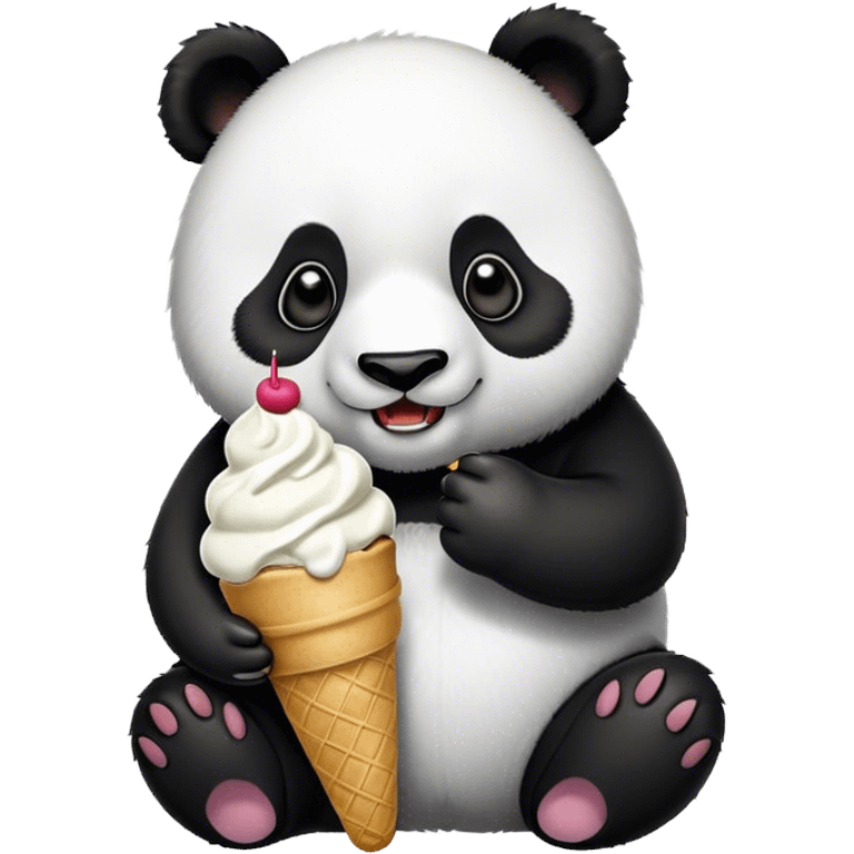 Panda eating ice cream emoji