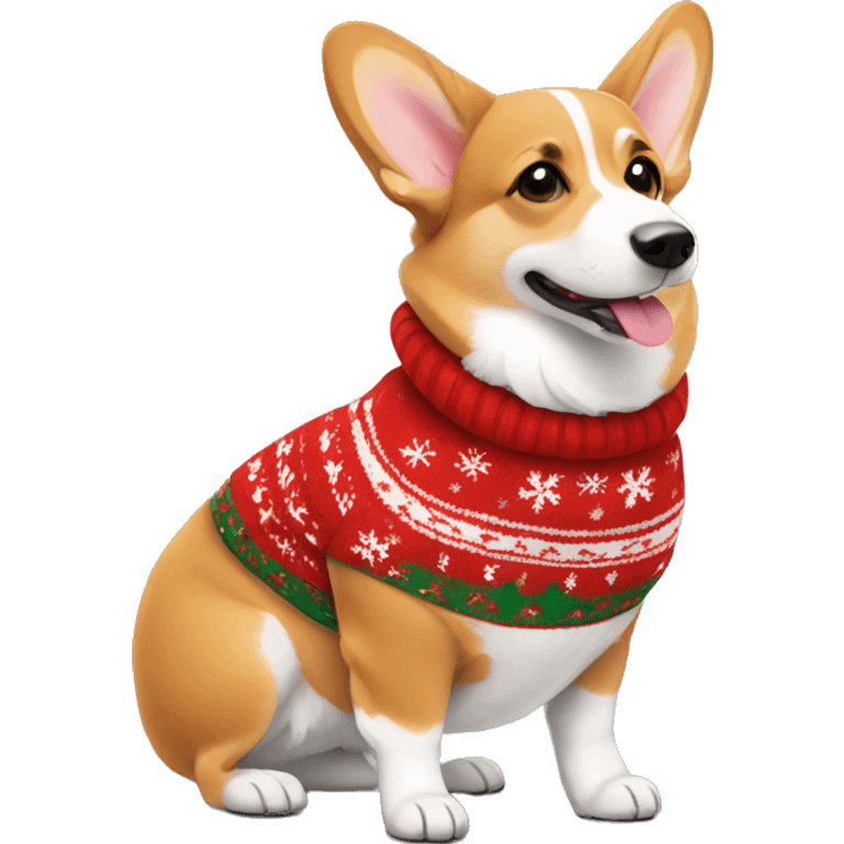 Welsh corgi wearing christmas Sweater  emoji