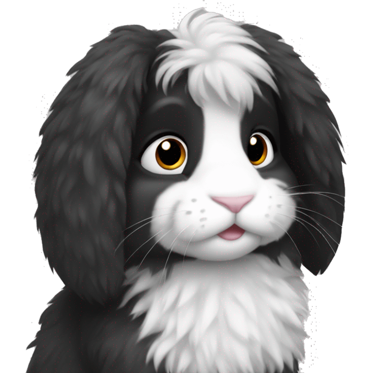 Black and white fluffy rabbit emoji