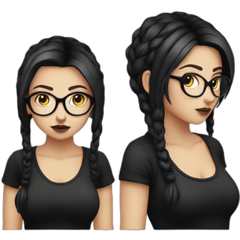 Standing-white-goth-girl-dark-hair-with-glasses-black-tshirt emoji