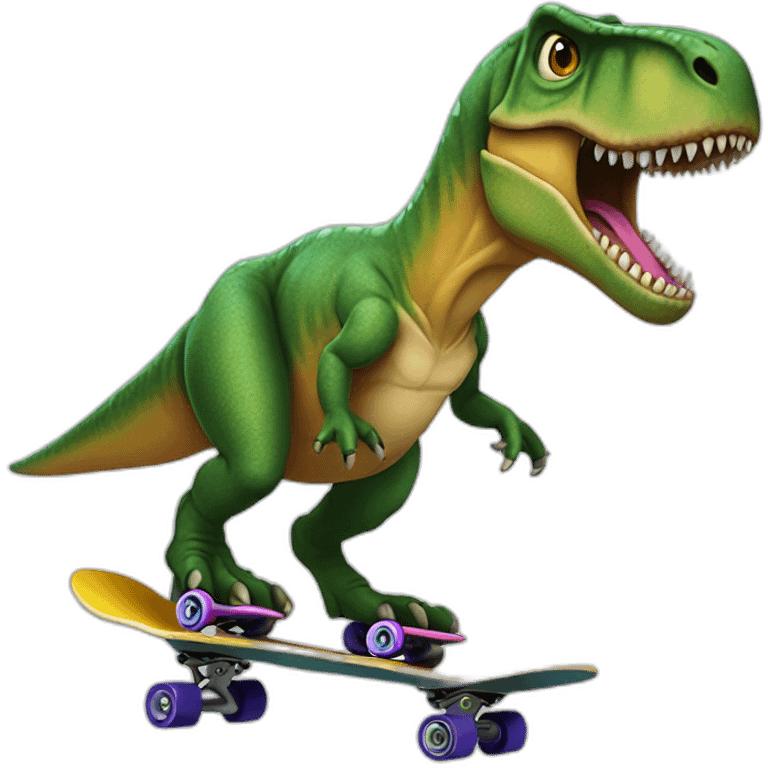 T-Rex fait du skate emoji