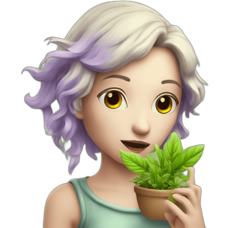 Cute fairy smoking herbs emoji