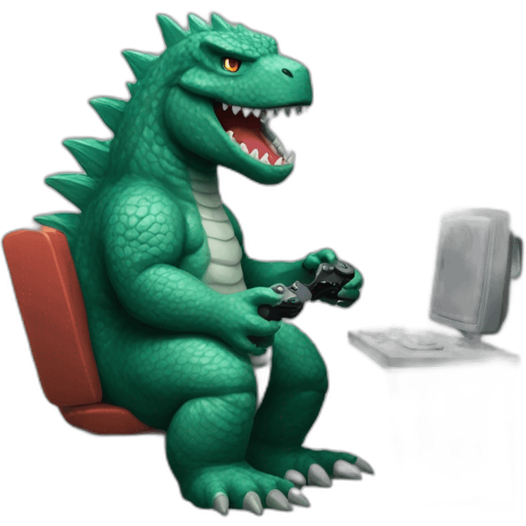 Godzilla playing videogames emoji