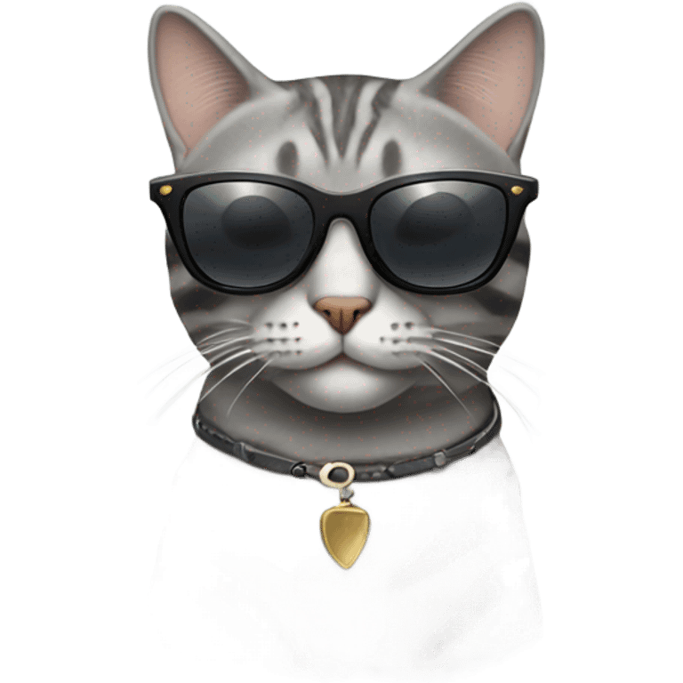 Grey tabby cat with sunglasses on  emoji