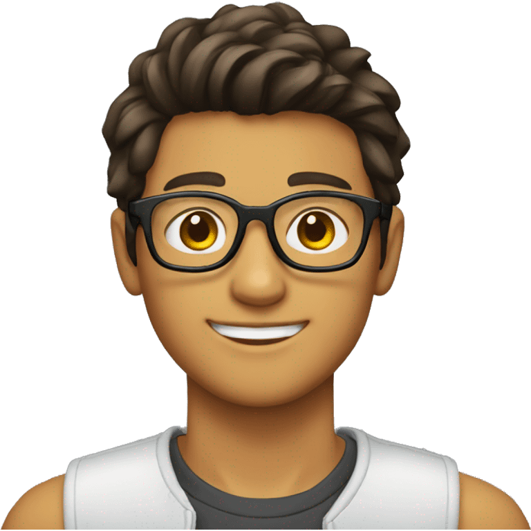 chico joven de 18 años con gafas emoji