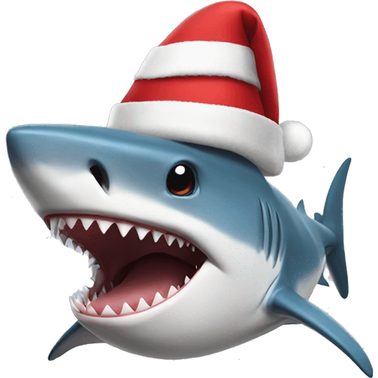 Shark with Santa hat emoji