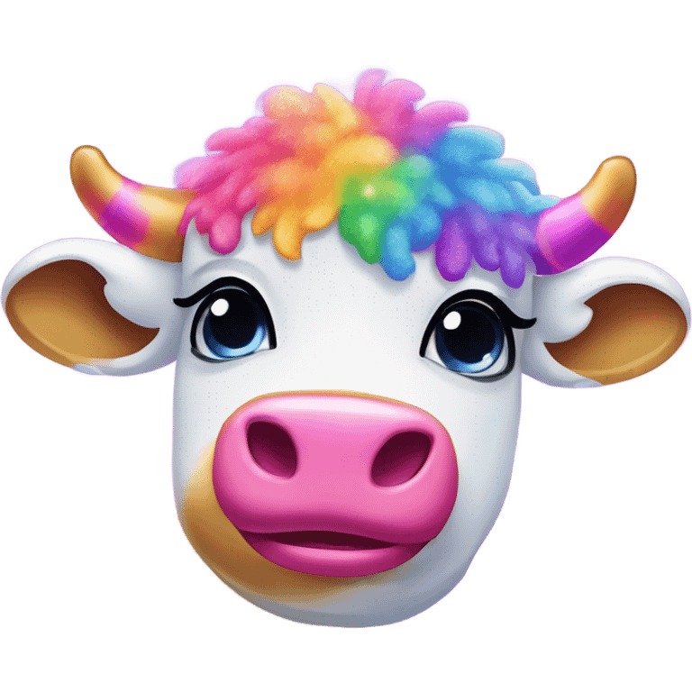 Lisa frank glitter rainbow fluffy cow emoji