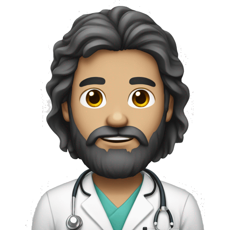 White skin Surgeon with long dark hair and big beard emoji