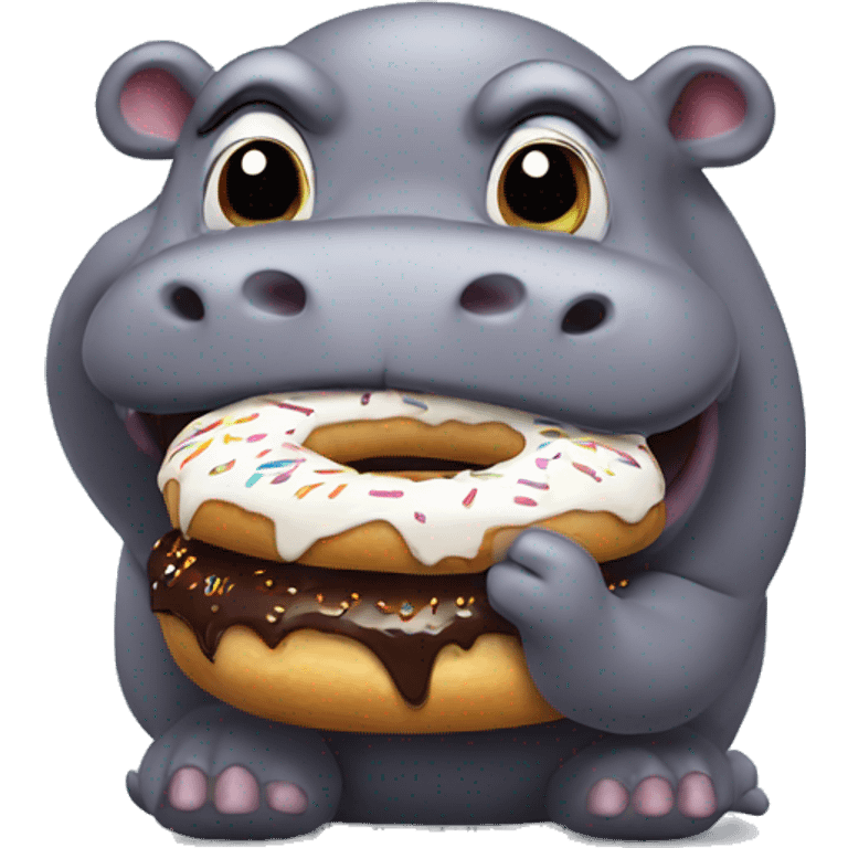 Mad hippo eating donut emoji