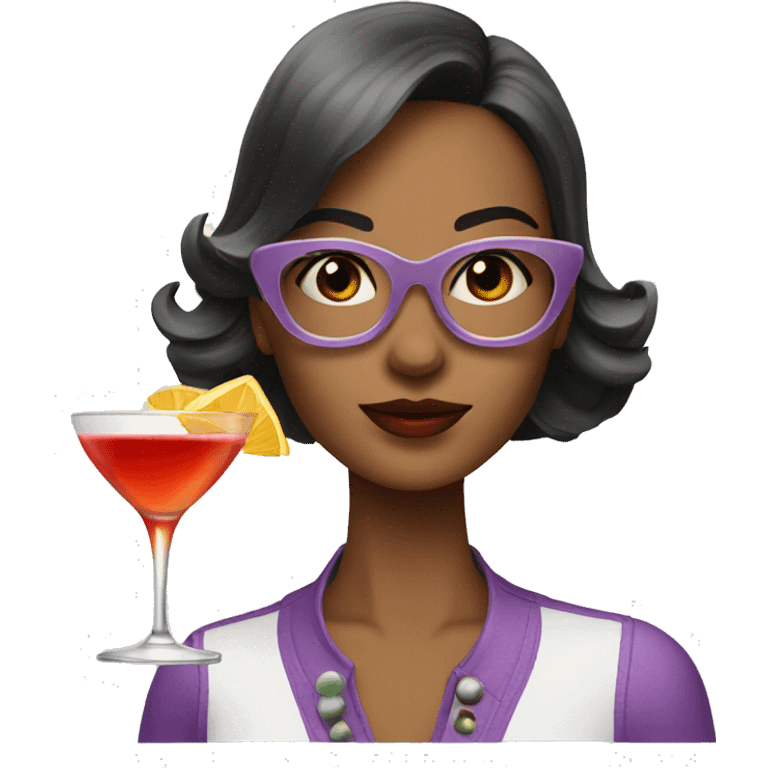 Stylish girl drinking cocktail emoji