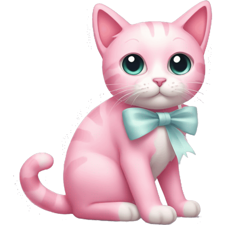 Pink cat with a white bow emoji