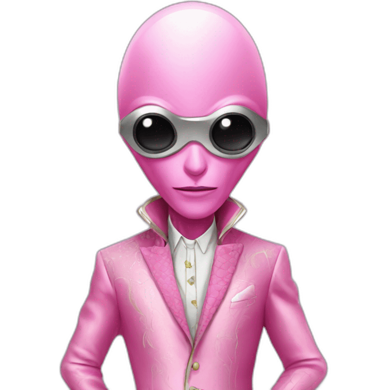 Fancy alien with luxury clothes pink hello emoji