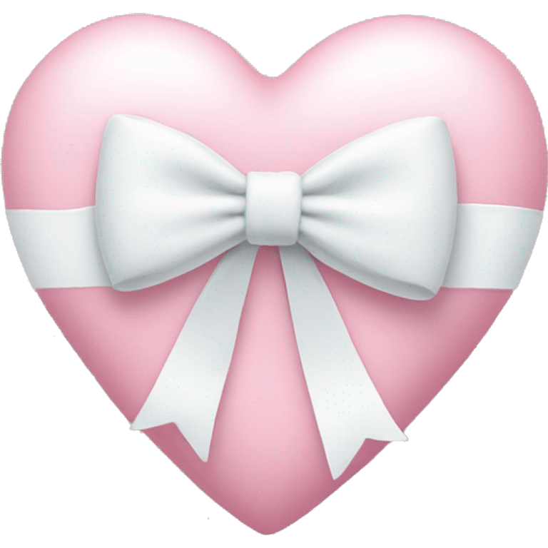 Pastel pink heart with white bow emoji