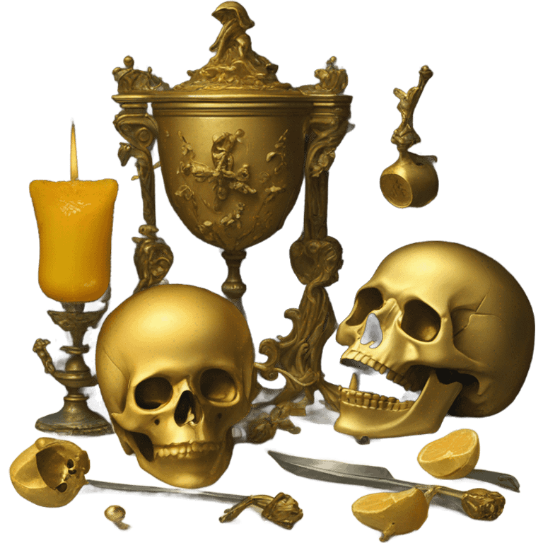 vanitas still life with golden scull emoji