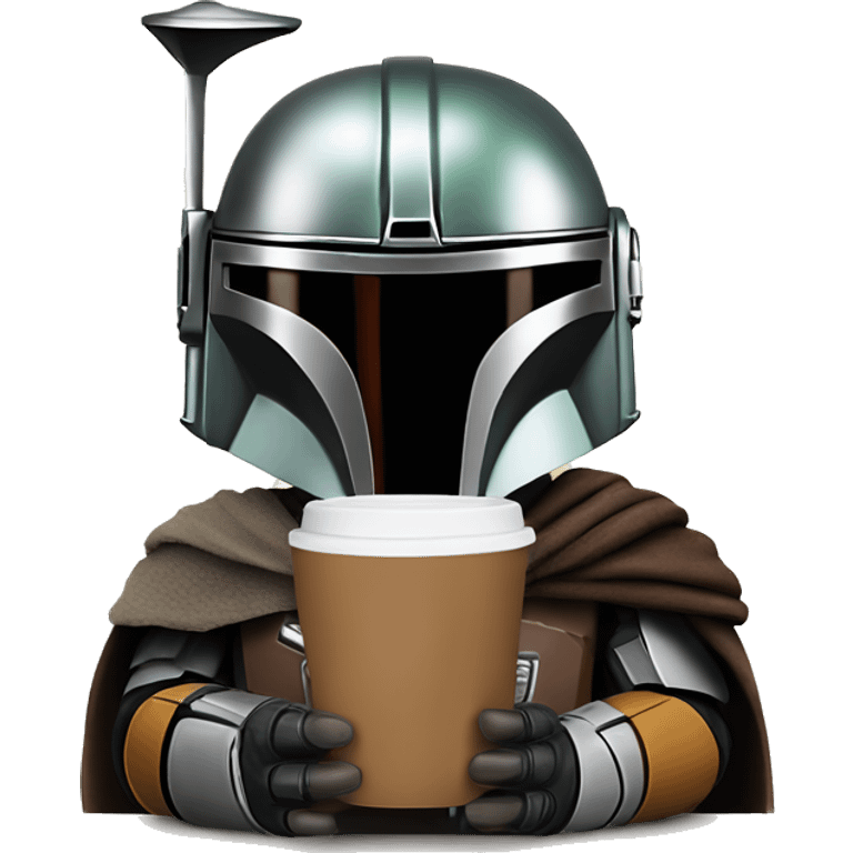 Mandalorian and grogu with coffee emoji