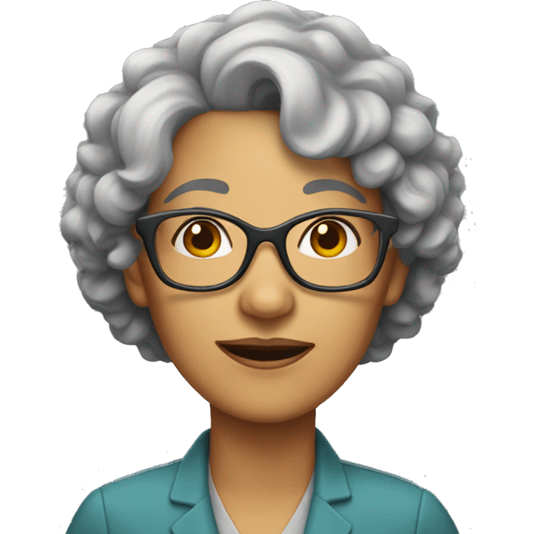 middle-aged woman with glasses and curly gray hair emoji