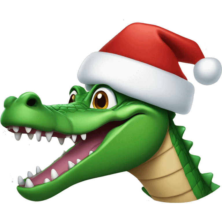 alligator with a santa hat emoji