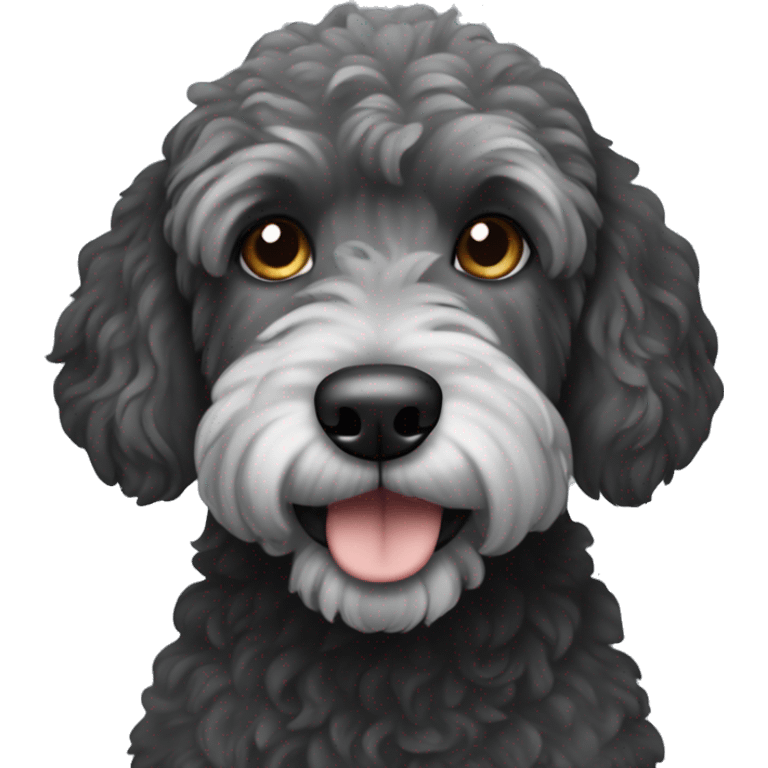 A black golden doodle dog with gray muzzle emoji