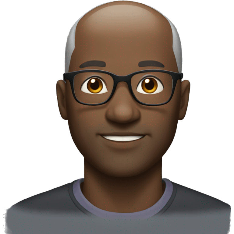 Black man, bald, middle-aged man, wearing glasses emoji