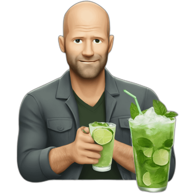 Statham with pint and  mojito emoji