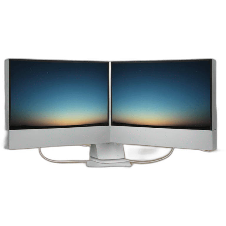 Desktop with two monitors and one light emoji