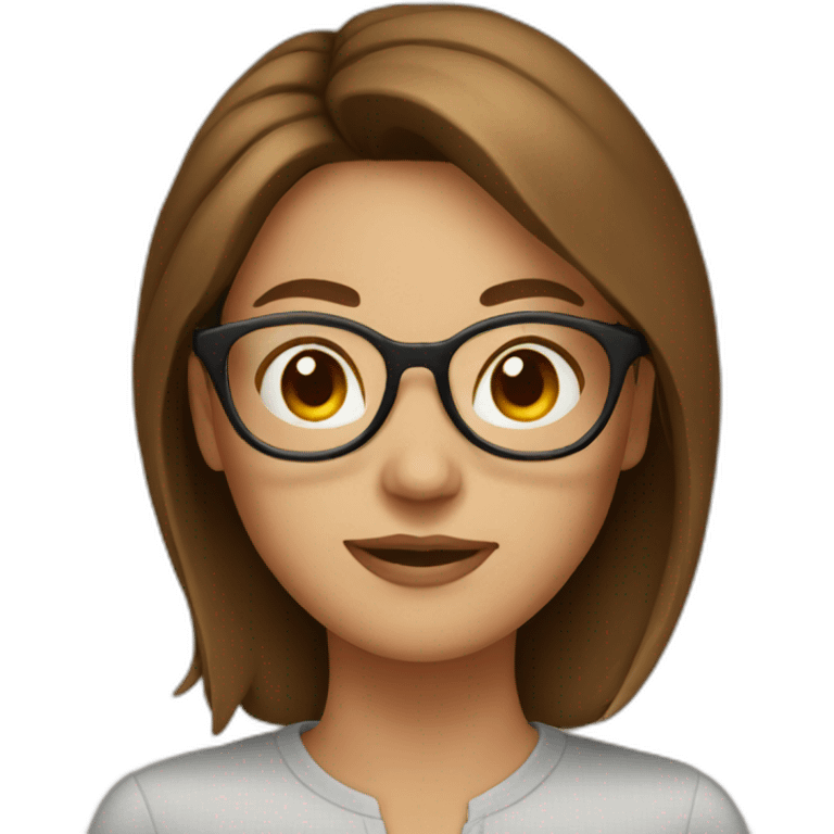 Woman with round face glasses and brown hair emoji