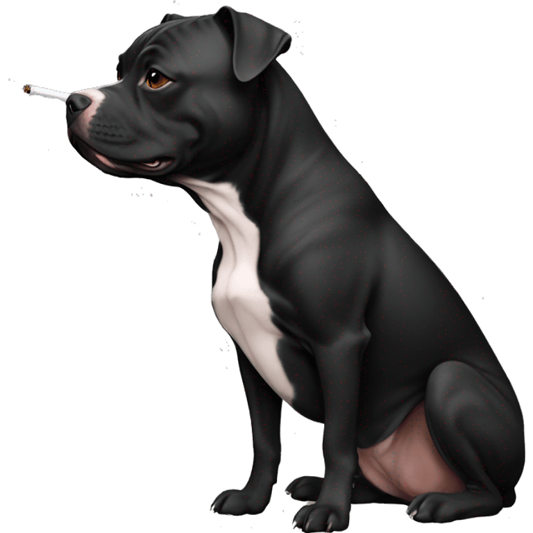 Pure Black pitbul smoking a cigarette emoji