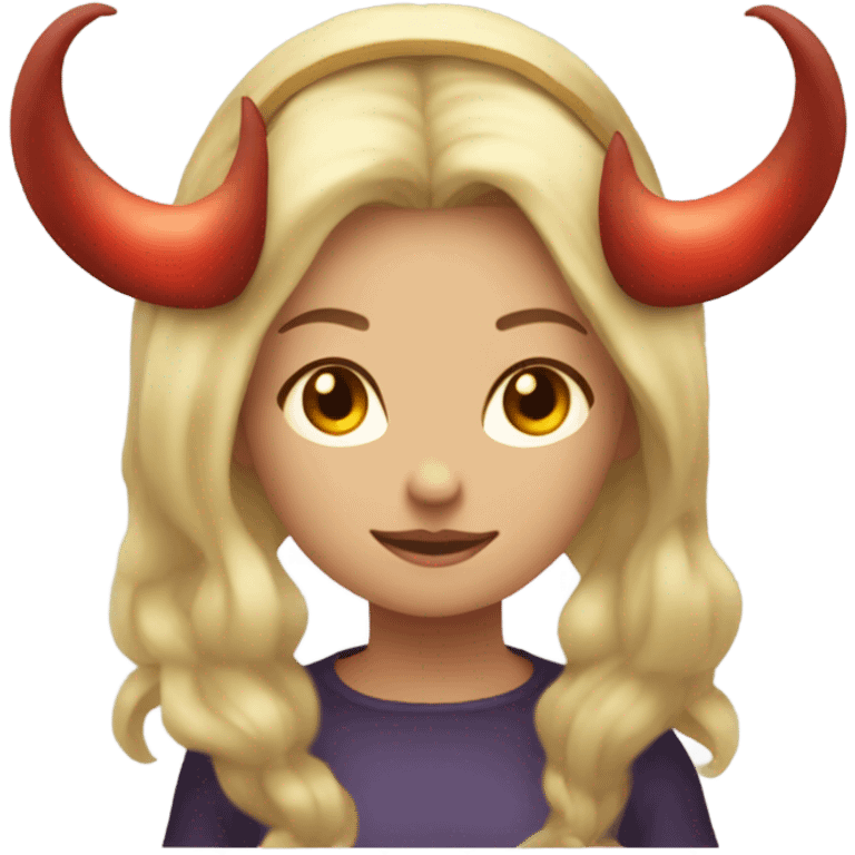 blonde girl with demon horns and halo emoji