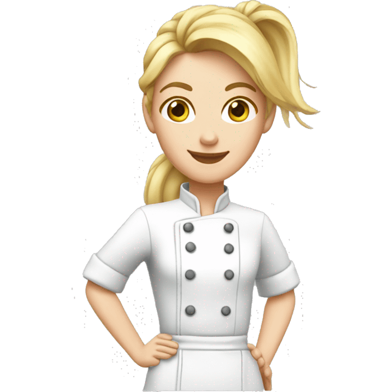 middleage chef blond ponytail with hazel eyes and white skin emoji