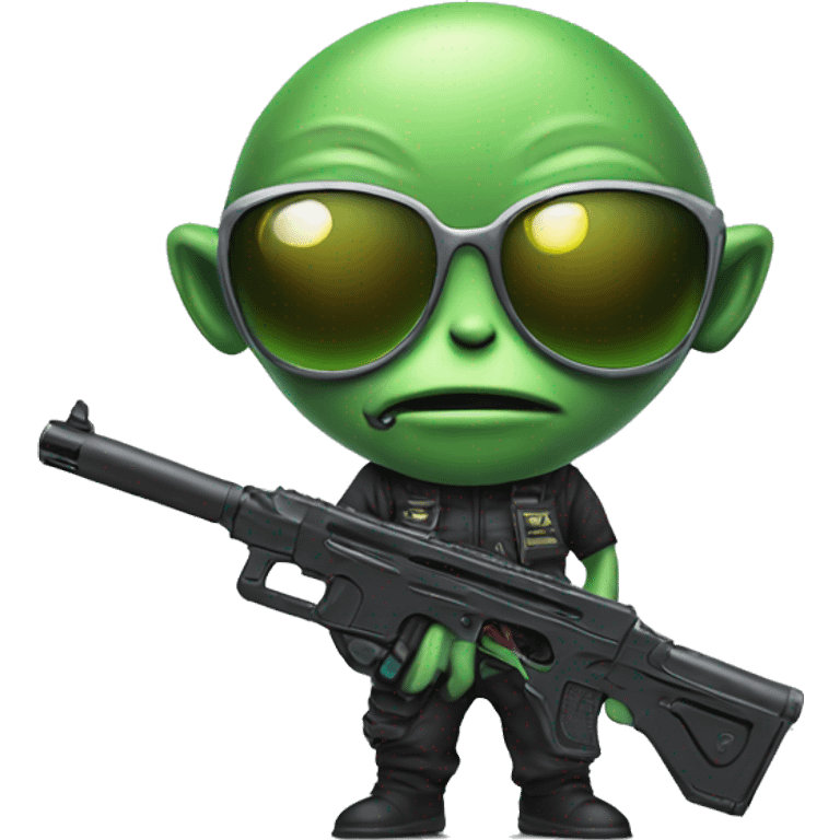 Alien with a gun and sunglasses emoji