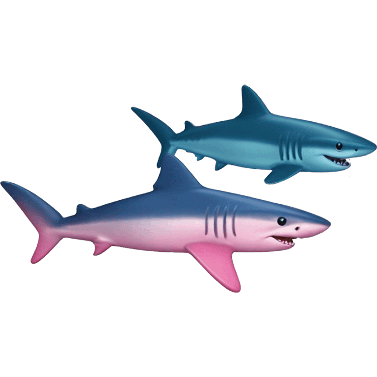 2 Sharks (1 pink and 1 blue) emoji