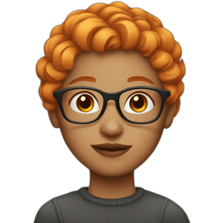 Girl with short orange hair wearing glasses emoji