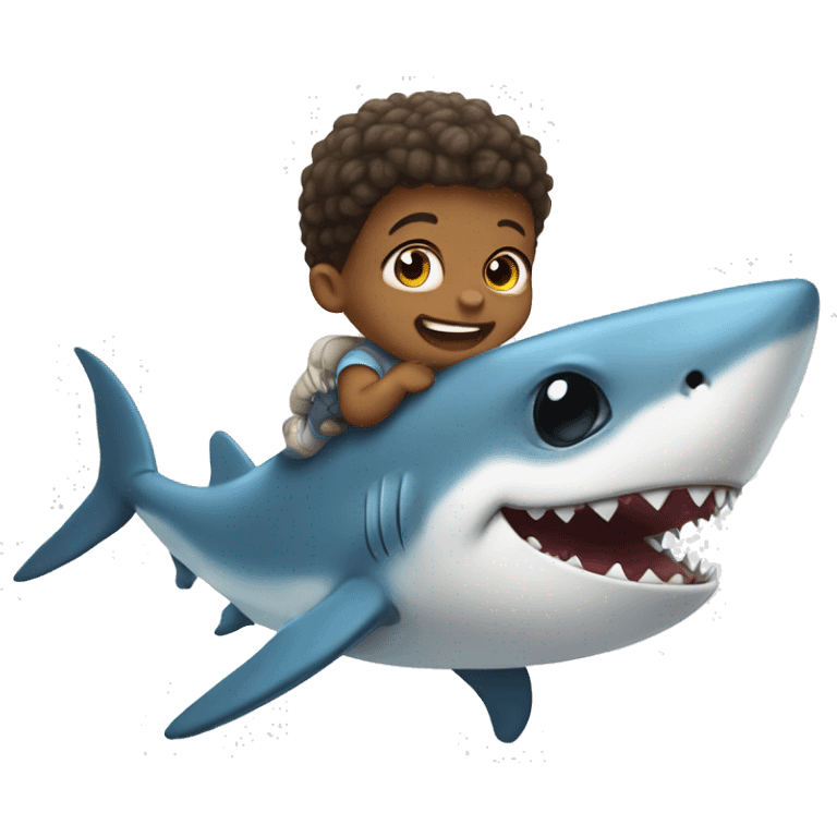 Cute baby riding a shark emoji