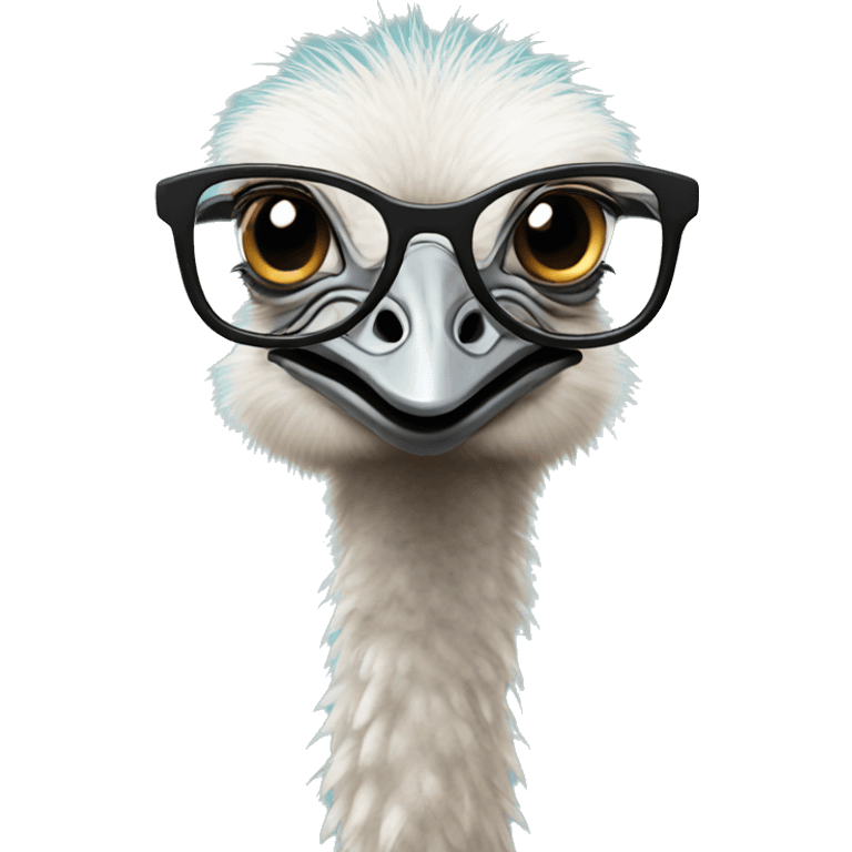 Ostrich wearing glasses emoji