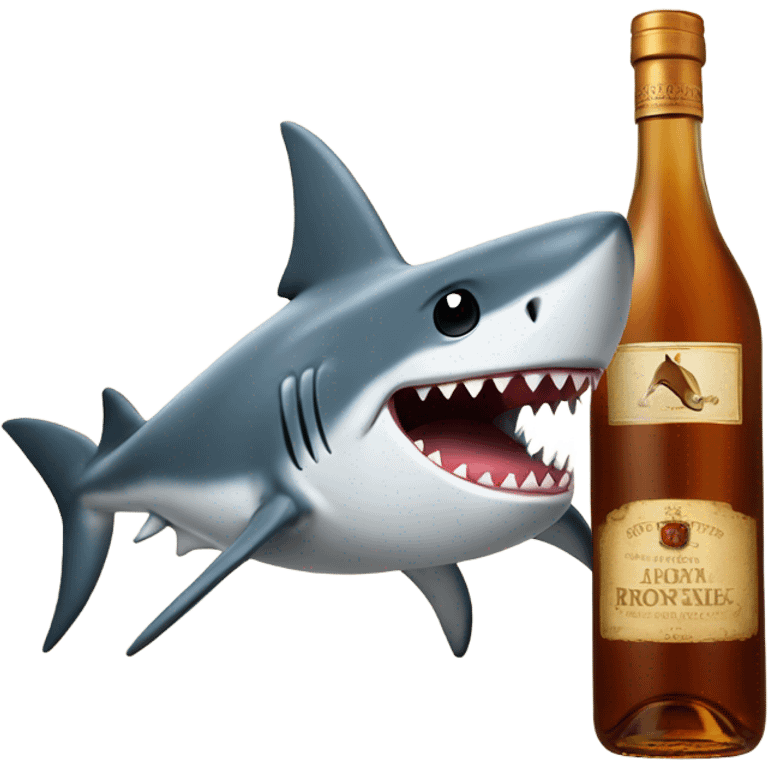 Shark with a bottle of cognac emoji