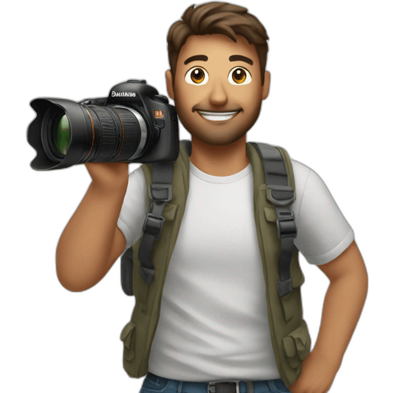 A man who taking photo with camera emoji