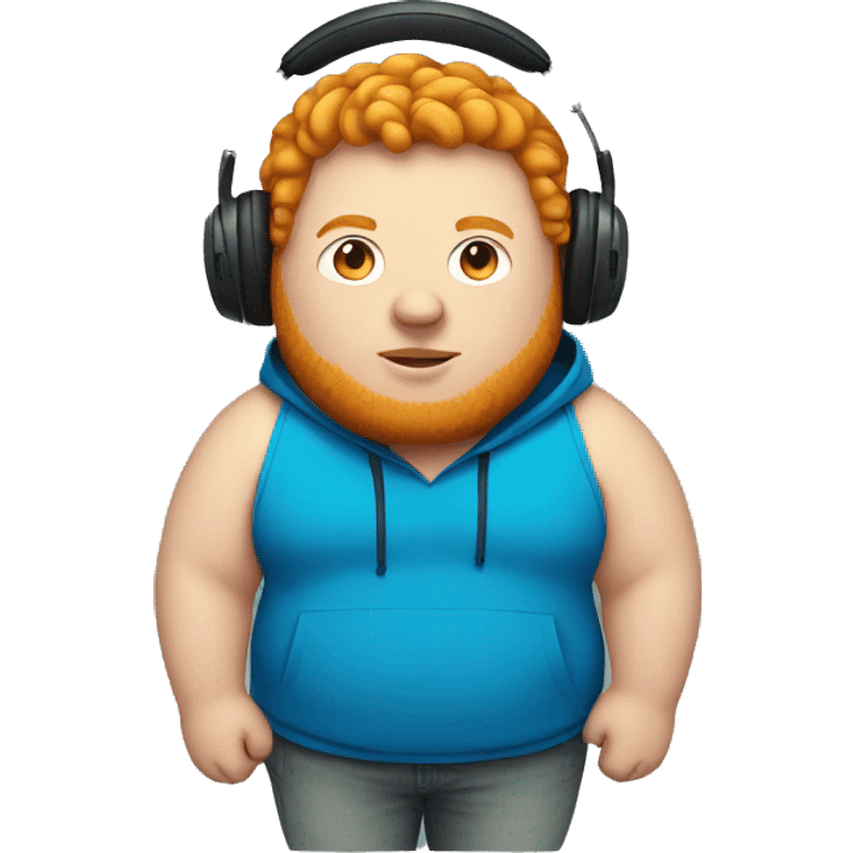 Fat ginger male with a blue hoodie and headphones  emoji