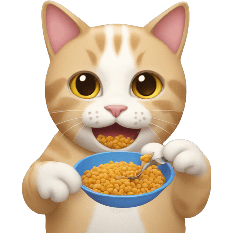 Cat eating cat food emoji