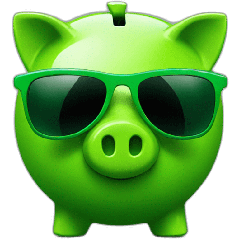 green piggybank with green sunglasses emoji