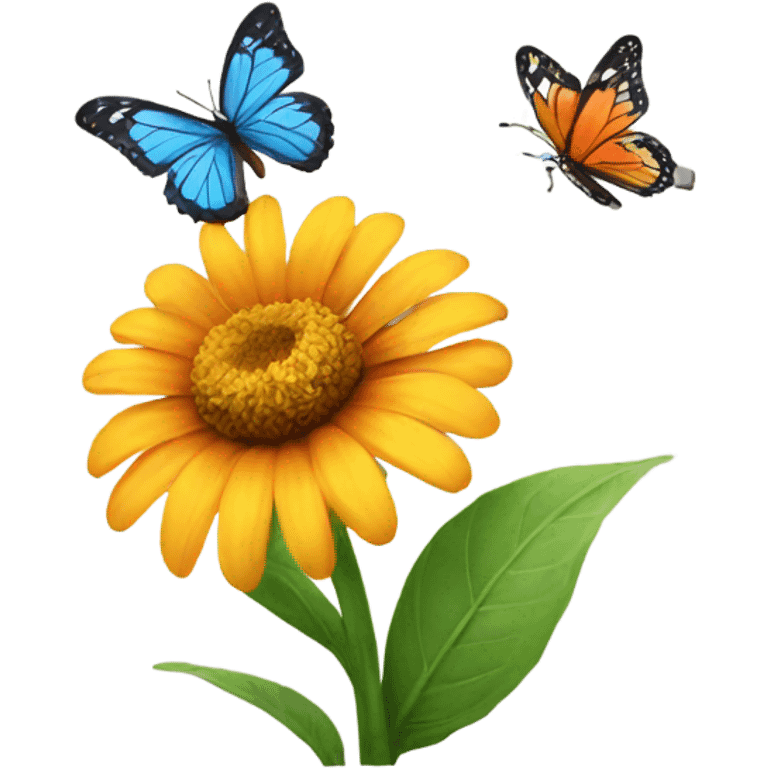 flower with a butterfly on emoji