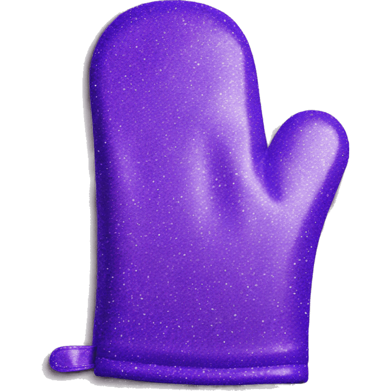 Realistic purple glitter oven mitt isolated  emoji