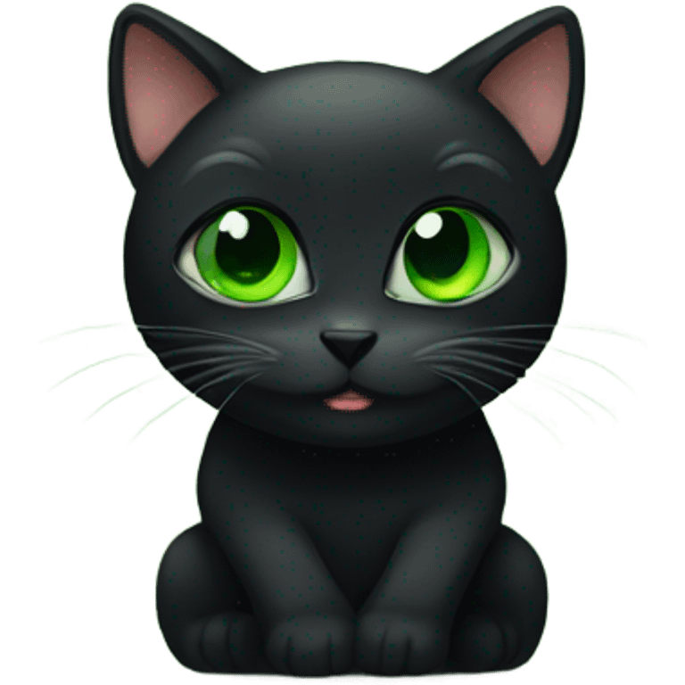 sweet black cat with green eyes emoji