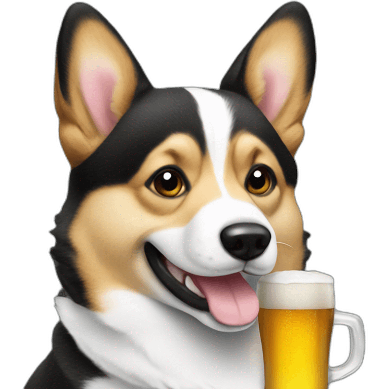 corgie drinking a beer emoji