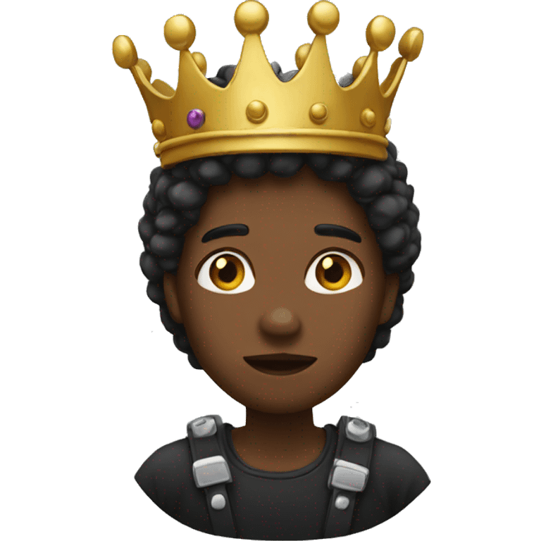 black trouble emoji with crown emoji