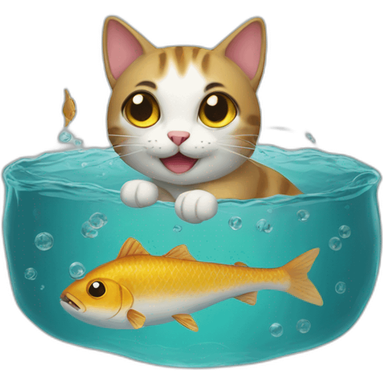 Cat with fish emoji