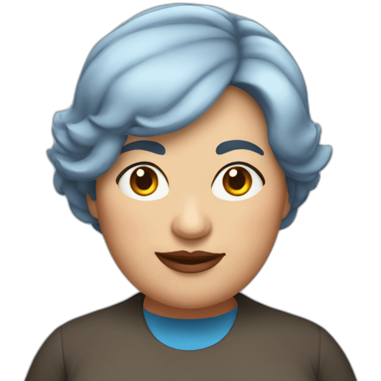 Middle-aged fat Chilean woman short blue hair emoji