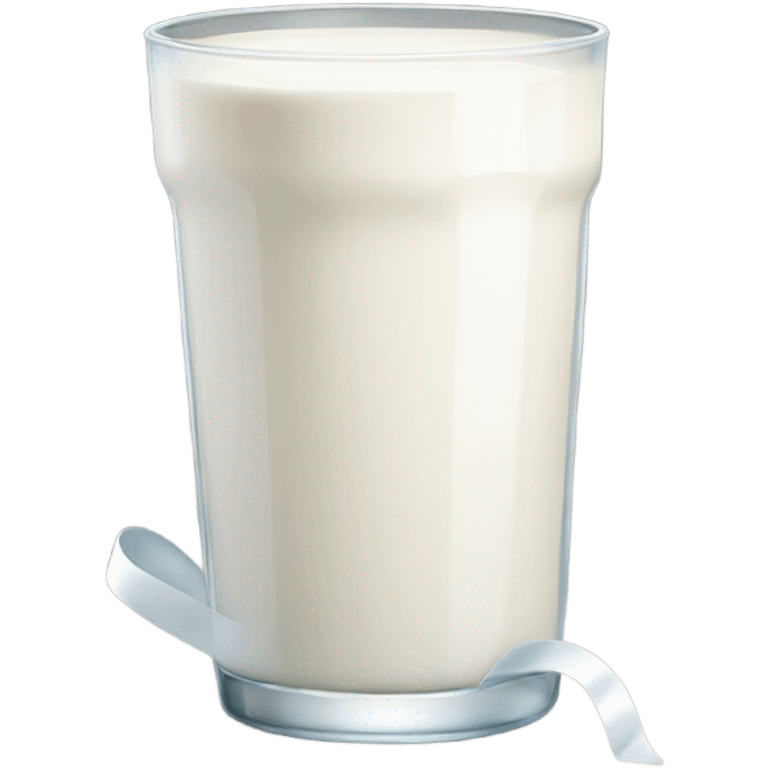 a glass of milk but the glass is tied with white ribbon emoji